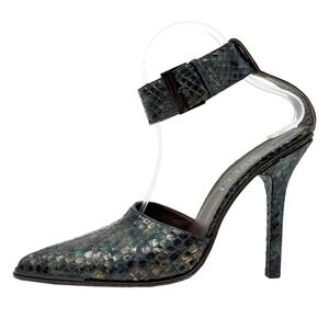 Gucci Tom Ford Era 1997 Python Ankle Strap Heels 37 Runway Campaign